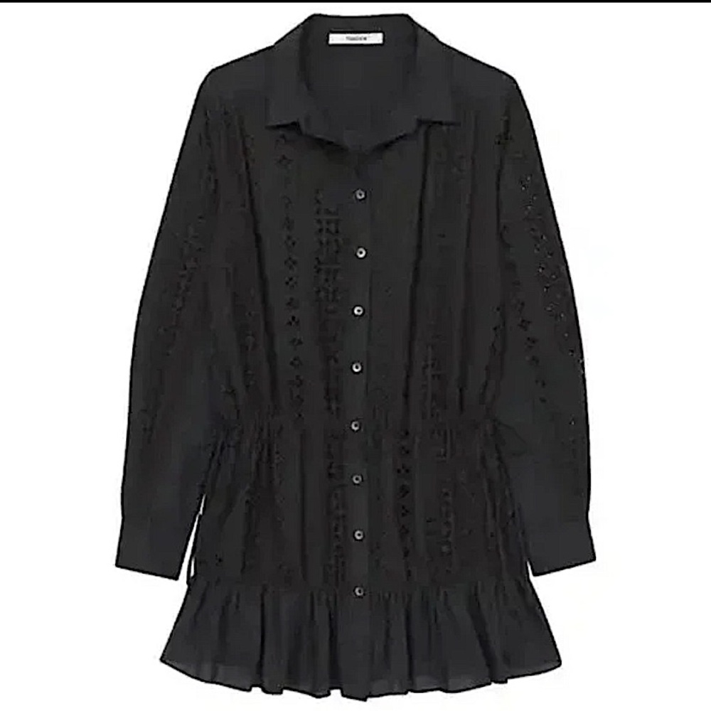 NWT Thakoon Women’s Black Eyelet Button Up Tunic Shirtdress size 2